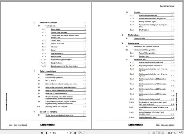 Liebherr Diesel Engine D934 D936 Operating Manual10115602 2