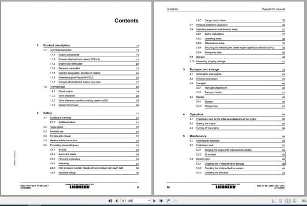 Liebherr Diesel Engine LWE D936 D946 A7 50 Operators Manual04 2020 2
