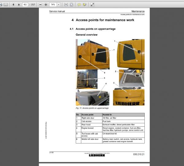 Liebherr Hydraulic Excavator LH 40M 1202 LH40 C 1211 LH50 M 1203 LH50 T 1221 Timber Service Manual11651940 2
