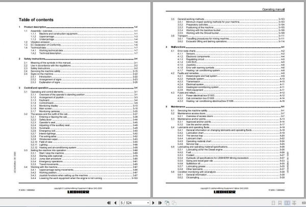 Liebherr Mining Crawler Excavators R9250 437 18924 Operator Manual09 2020 2