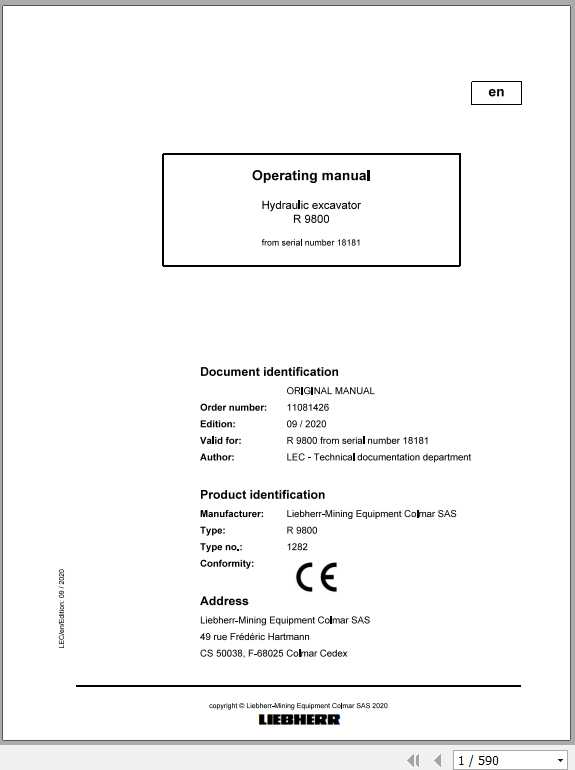 Liebherr Mining Crawler Excavators R9800 1282 18181 Operator Manual09 2020 1