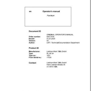 Liebherr Pipe Layer RL46 3A Operators Manual07 2020 1
