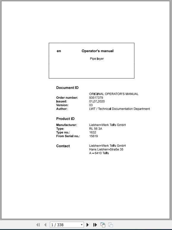 Liebherr Pipe Layer RL56 3A Operators Manual07 2020 1
