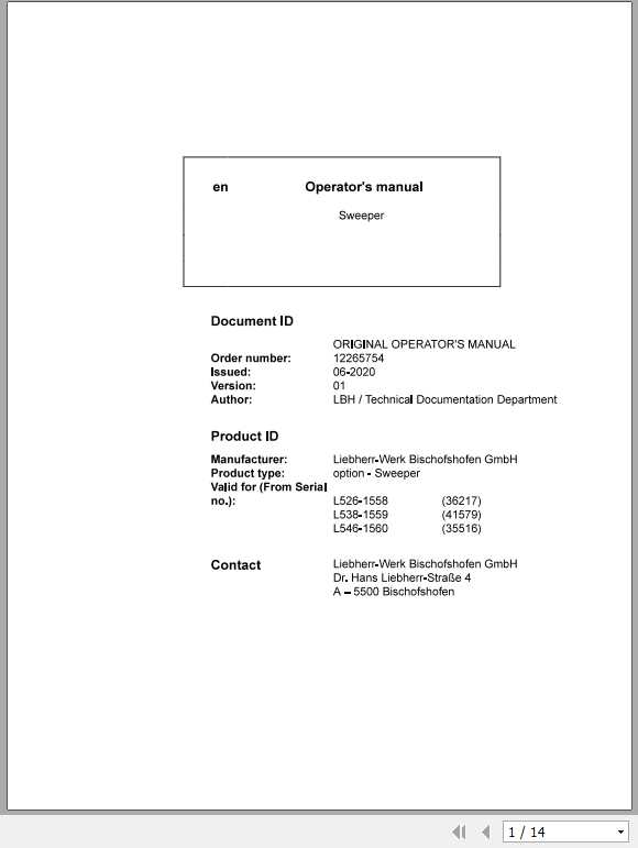 Liebherr Sweeper L526 L546 Operators Manuals06 2020 1