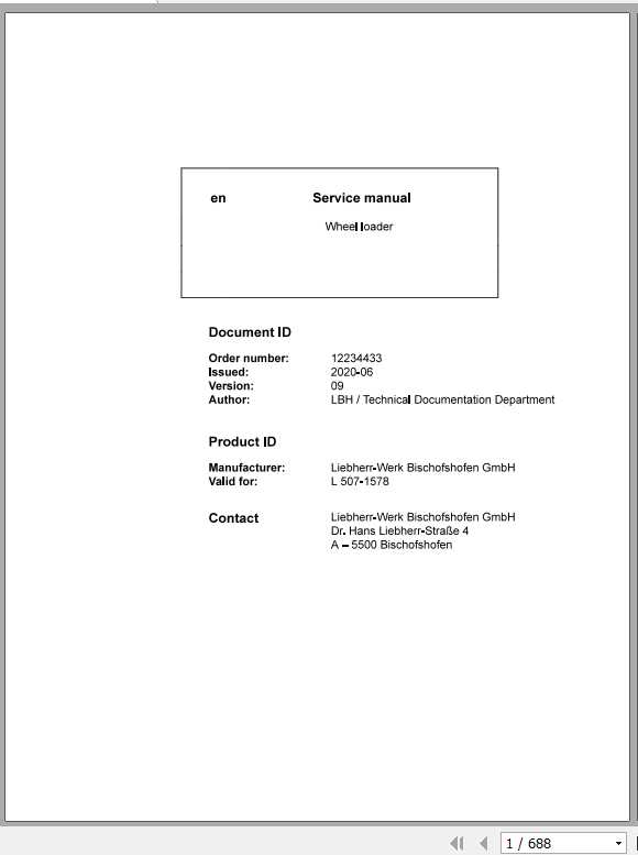 Liebherr Wheel Loader L507 G60 D 1578 Service Manual06 2020 1