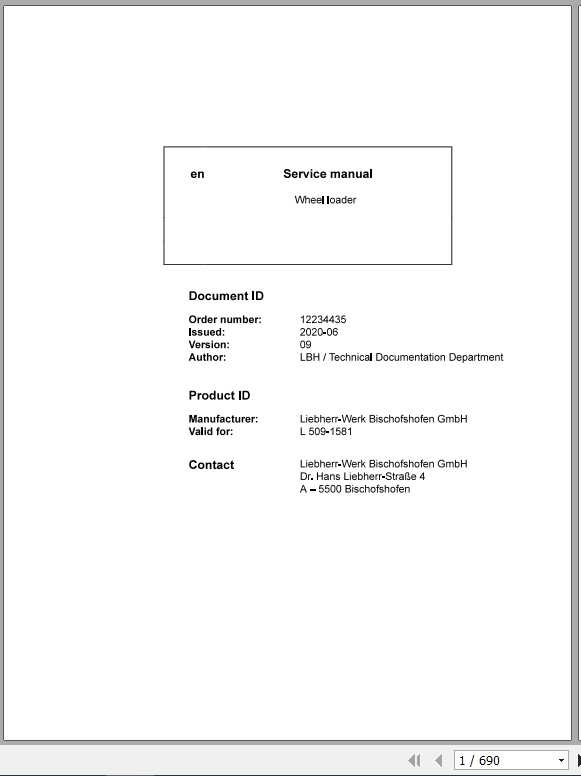 Liebherr Wheel Loader L509 G60 D 1581 Service Manual06 2020 1