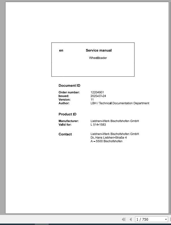 Liebherr Wheel Loader L514 G60 D 1583 Service Manual07 2020 1