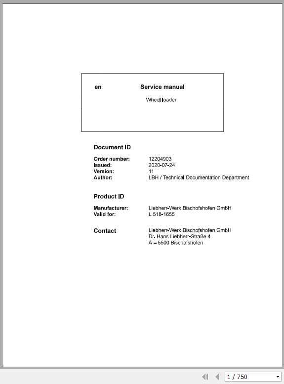Liebherr Wheel Loader L518 G60 D 1655 Service Manual07 2020 1