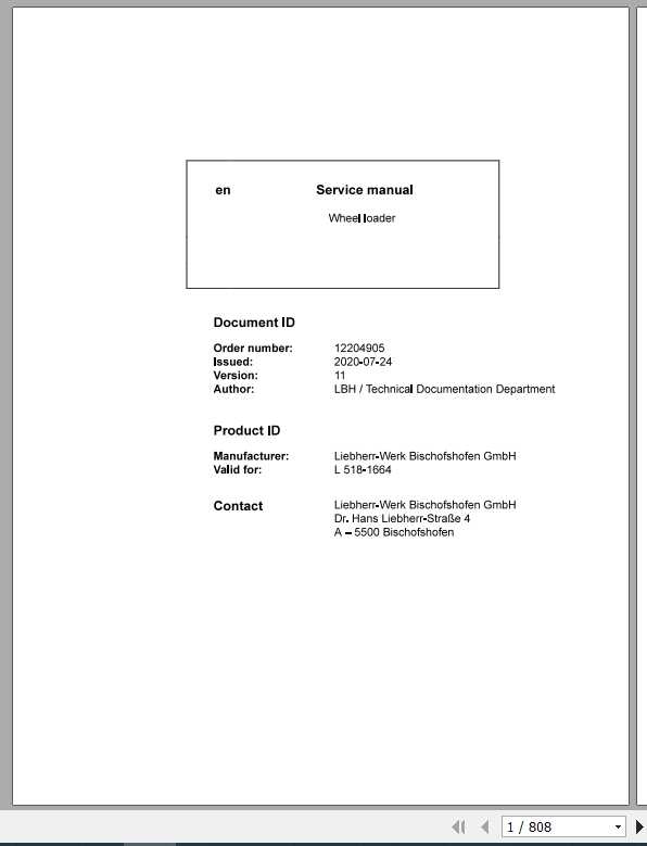 Liebherr Wheel Loader L518 G60 D 1664 Service Manual07 2020 1