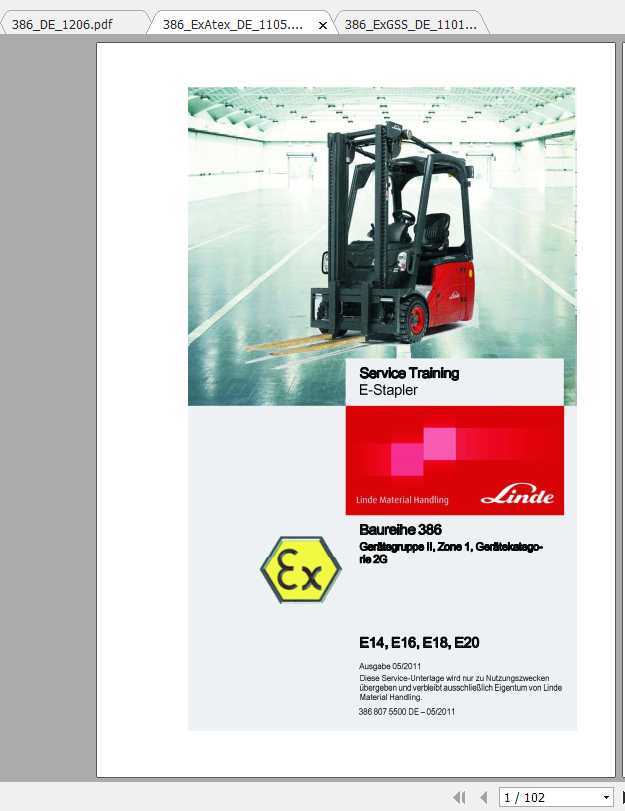 Linde E Stapler E12 E20 Series 386 Service Training ManualDE 2