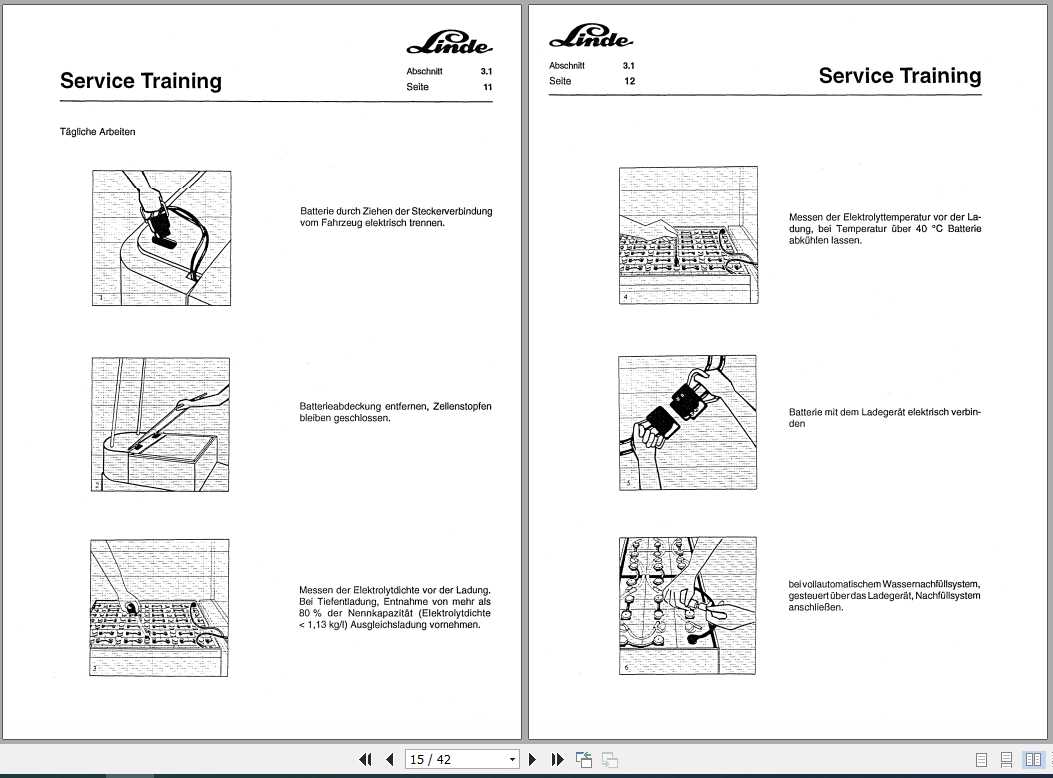 Linde ForkLift Batteries And Chargers Service Training Manual_DE