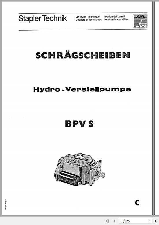 Linde Hydro Verstellpumpe BPV S Service Training ManualDE 1