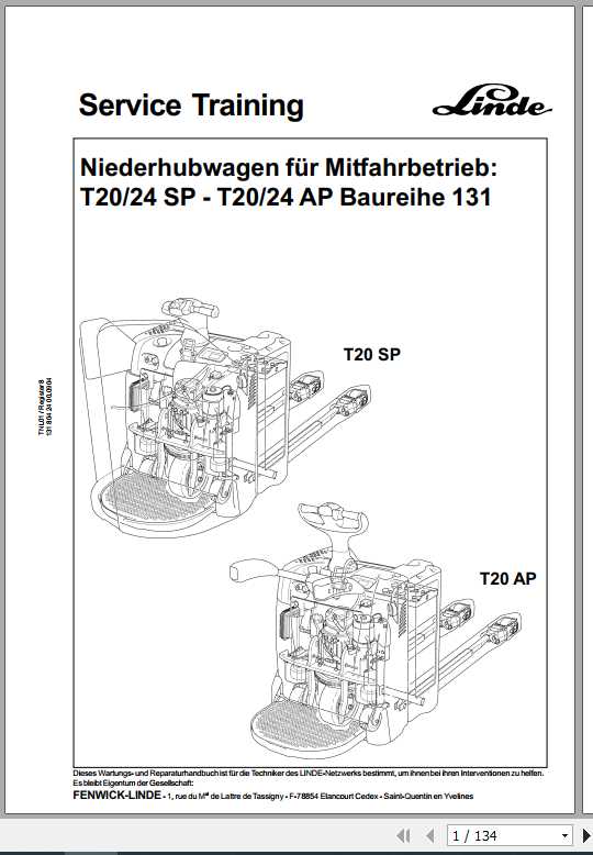Linde Lift Truck T20 24SP T20 24AP Service Training ManualDE 1