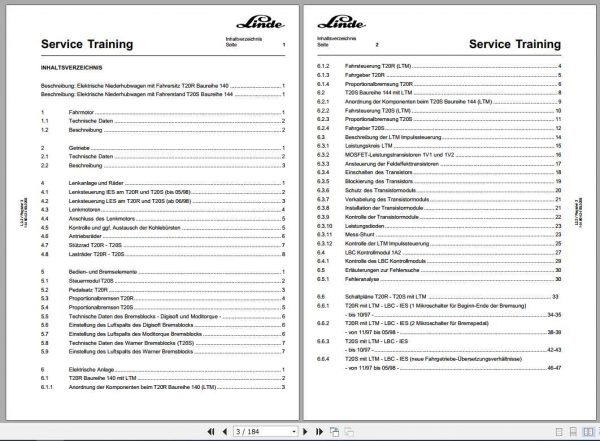 Linde Pallet Truck T20R BR140 T20S BR144 Service Training ManualDE 2