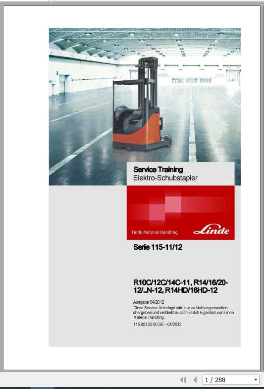 Linde Reach Truck R10 16C N HD Service Training ManualDE 1