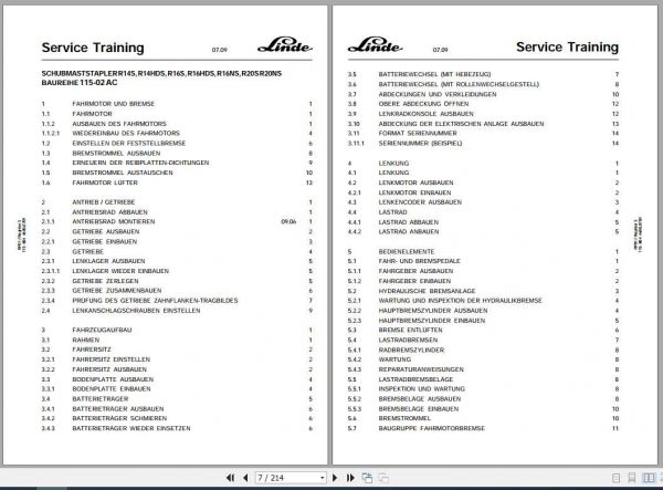 Linde Reach Truck R14 16 20 SNSHDS BR 115 02 AC Service Training Manual 2