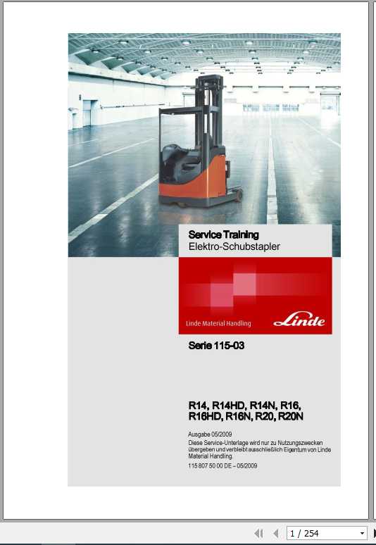 Linde Reach Truck R14 R16 R20 N HD Service Training ManualDE 1