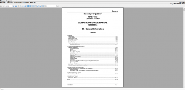 Massey Ferguson Tractor SA 11.2020 Parts Books and Workshop Manual 6