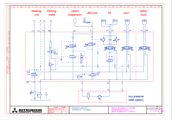 Mitsubishi Forklift FB2535CN Electrical and Hydraulic Schematic 2