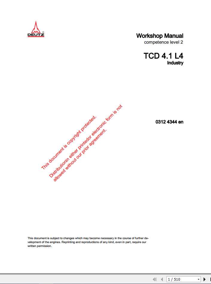 Still DEUTZ Engine TCD 41 L4 Workshop Manual 1