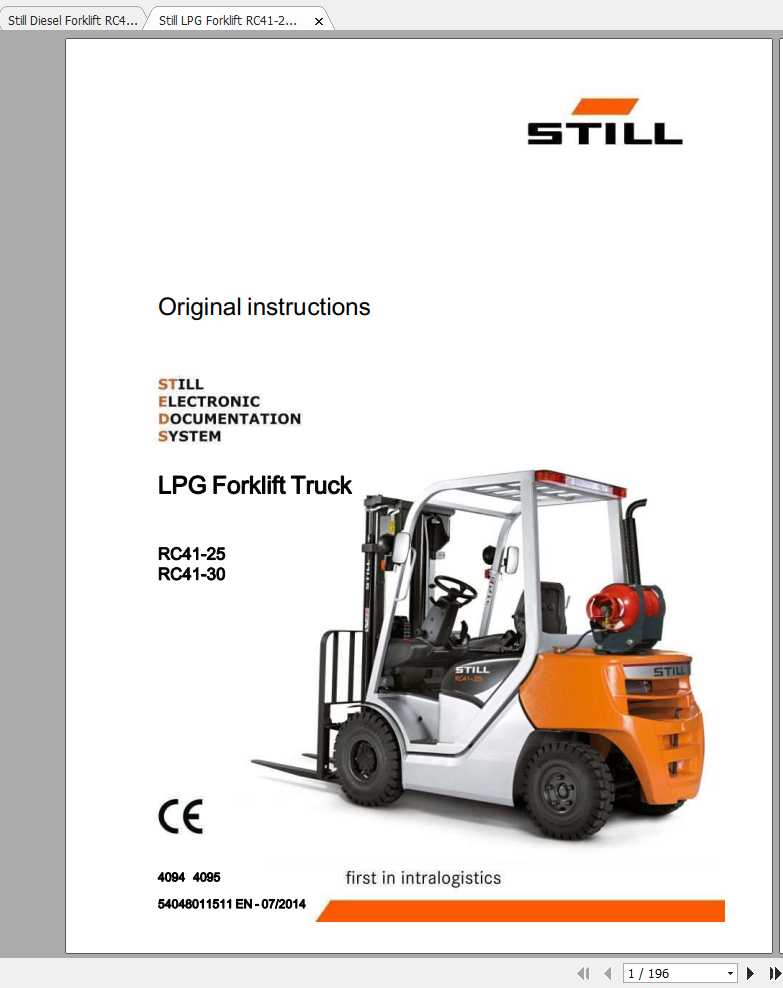 Still Diesel LPG Forklift RC41 25 RC41 30 Original Instructions 1