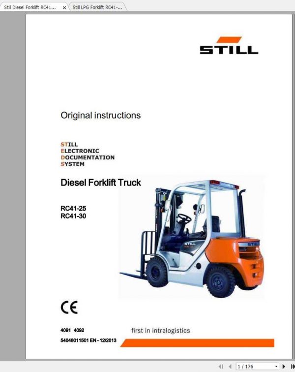 Still Diesel LPG Forklift RC41 25 RC41 30 Original Instructions 2