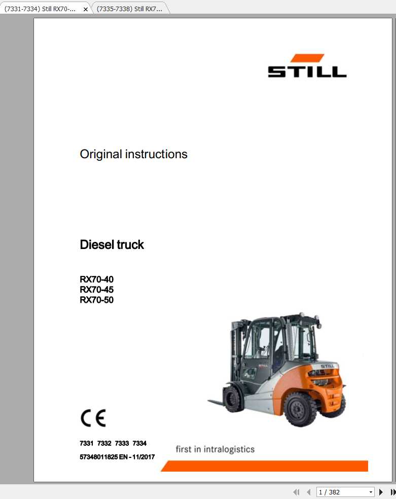 Still Diesel LPG Forklift Truck RX70 40 45 50 Original Instructions 1