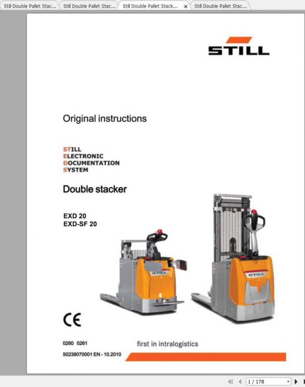 Still Double Pallet Stacker EXD20 EXD SF20 Original Instructions 1