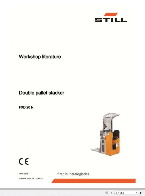 Still Double Pallet Stacker FXD20N Workshop Manual1540 2379 1