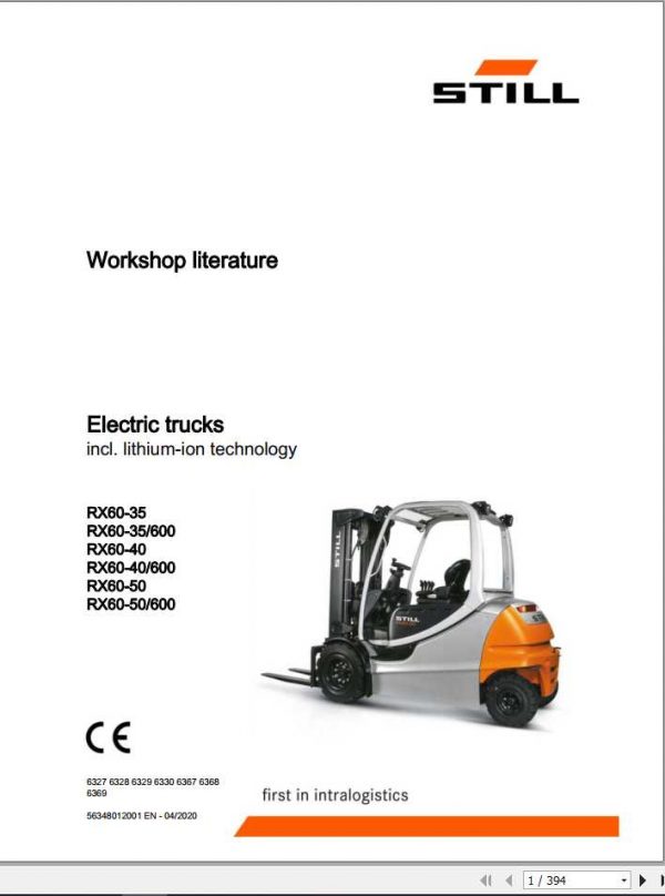 Still Electric Forklift RX60 35 RX60 40 RX60 50 Workshop Manual6327 6369 1