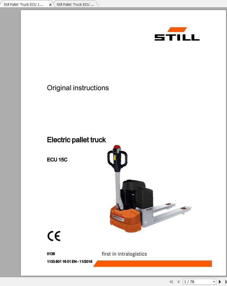 Still Electric Pallet Truck ECU 15C Original Instructions 1