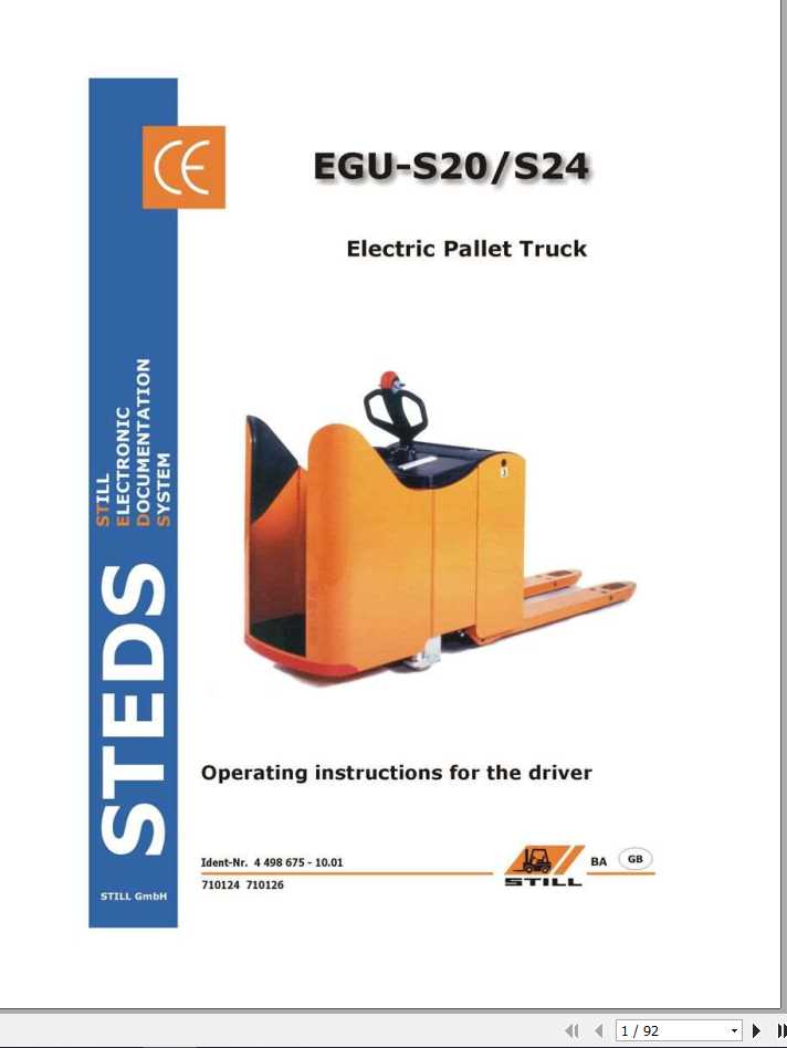 Still Electric Pallet Truck EGU S20 S24 Operating Maintenance Instructions 1