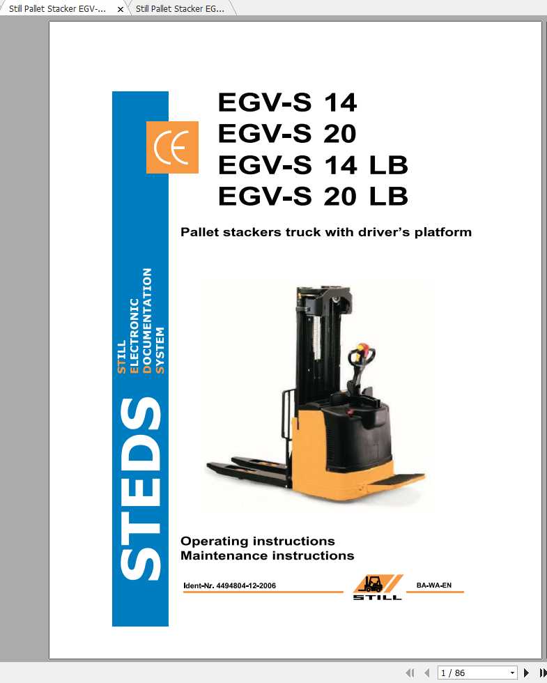 Still Electric Pallet Truck EGV S EGV S LB Original Instructions 1