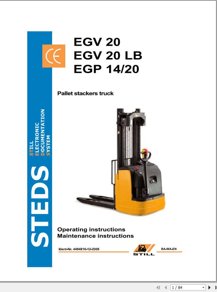 Still Electric Pallet Truck EGV 20 EGV 20 LB EGP 14 20 Original Instructions 1