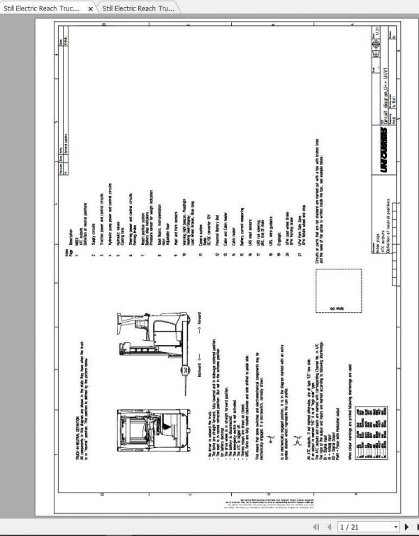Still Electric Reach Truck FM 4W 20 25 Circuit Diagrams 1