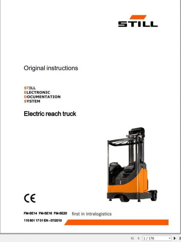 Still Electric Reach Truck FM SE14 FM SE16 FM SE20 Original Instructions 1