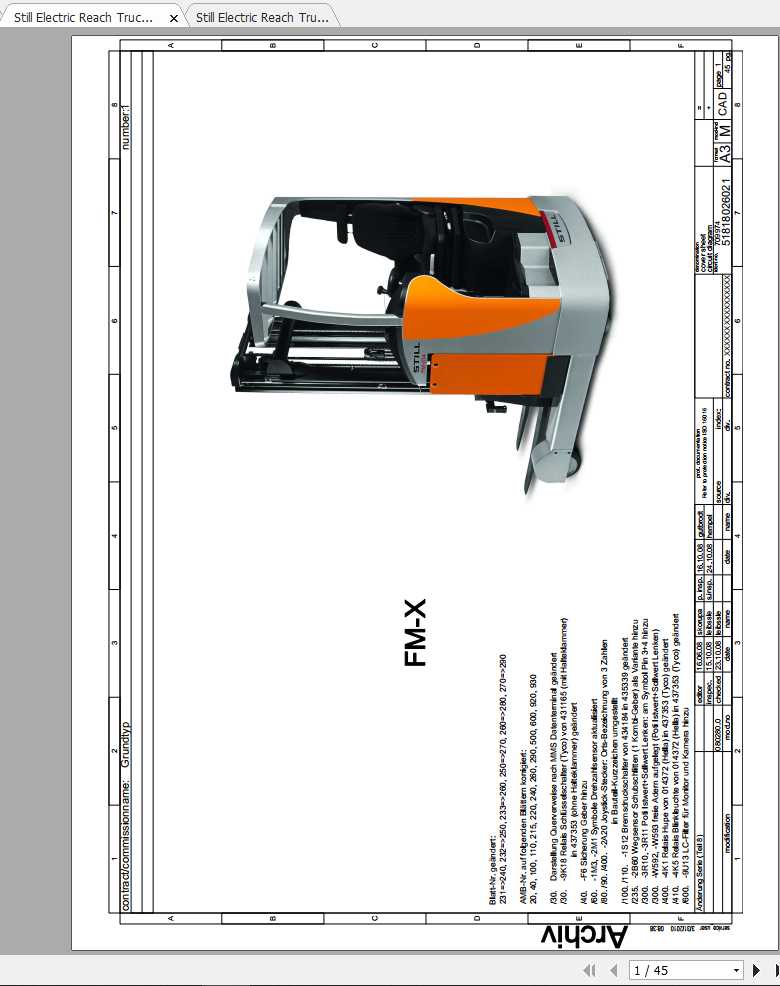 Still Electric Reach Truck FM X Circuit Diagrams 1