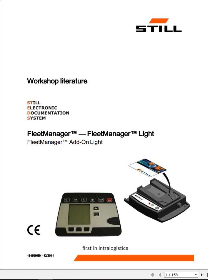 Still Fleet Manager Digital Analogue Add on Workshop Manual 1