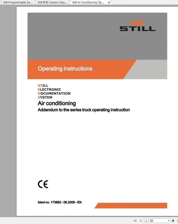 Still Forklift Operating Instructions Supplement 1