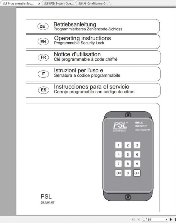 Still Forklift Operating Instructions Supplement 3