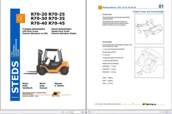 Still Forklift R70 20 to R70 45 Workshop ManualR70 R7032 R7050 1