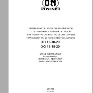 Still OM Pimespo Forklift Transmission TXL25 Repair Manual 15kXpK