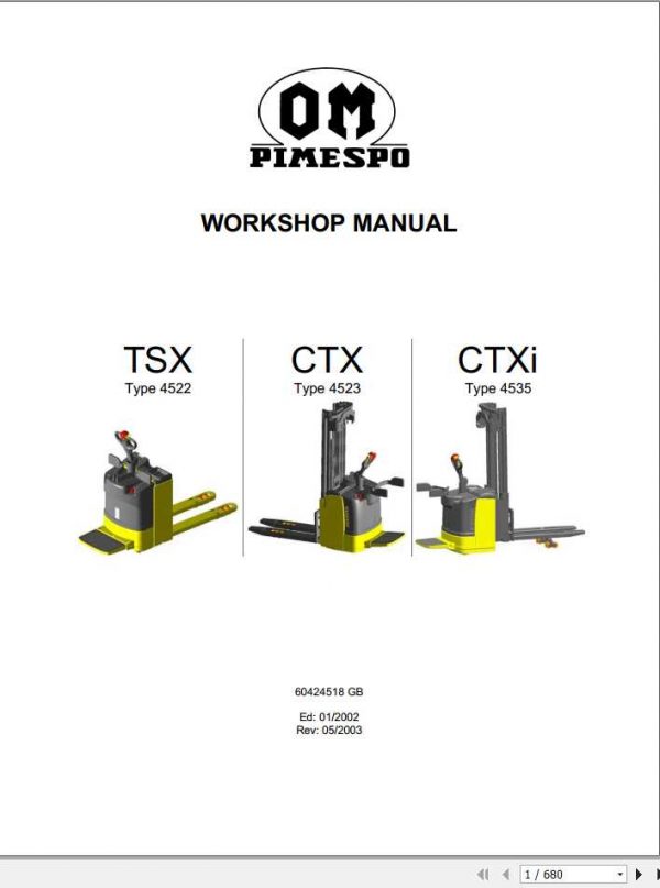 Still OM Pimespo Forklift Truck TSX 4522 CTX 4523 CTXi 4535 Workshop Manual 1