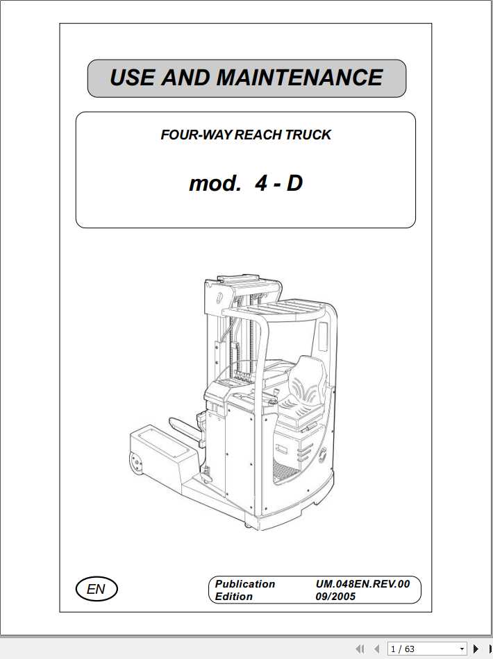 Still OM Pimespo Four Way Reach Truck mod 4 D Use Maintenance Manual 1