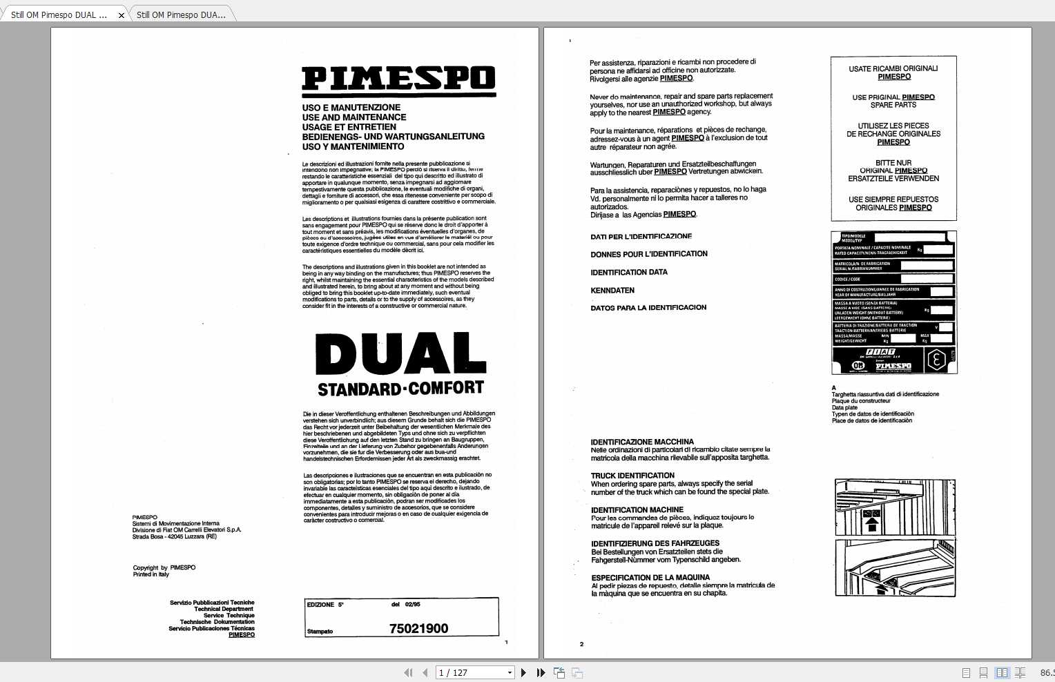 Still OM Pimespo Order Picker DUAL COMFORT STANDARD Use Maintenance Manual 1