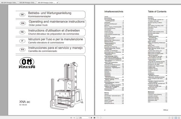 Still OM Pimespo Order Picker XNAac Operating Maintenance Instructions 1