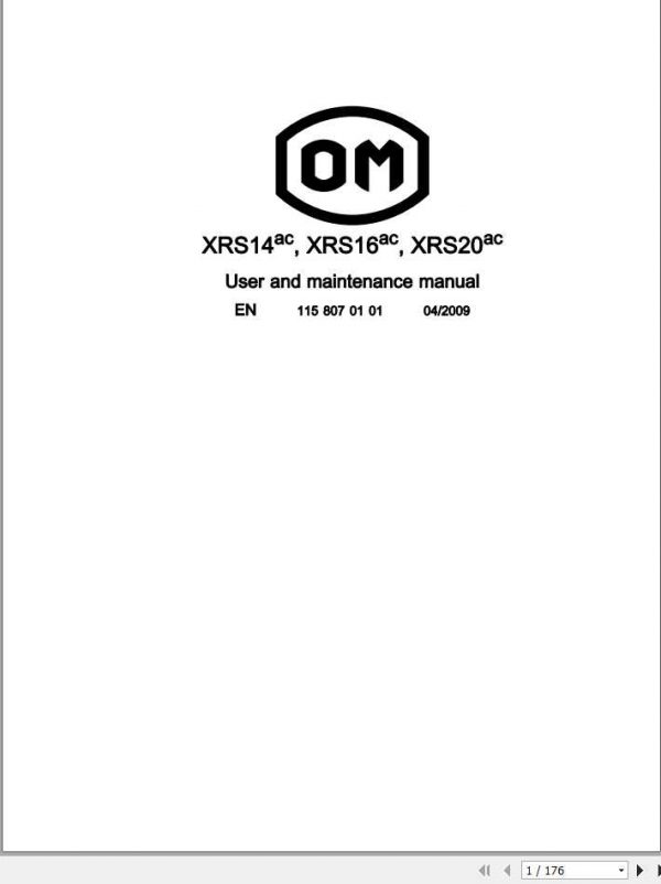 Still OM Pimespo Reach Truck XRS14ac XRS16ac XRS20ac User Maintenance Manual 1