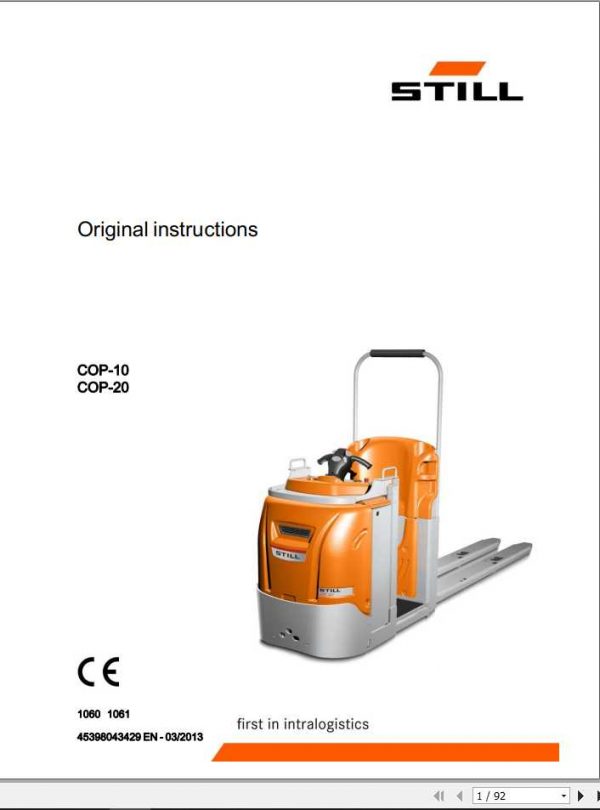 Still Order Picker COP 10 COP 20 COP H Original Instructions 1