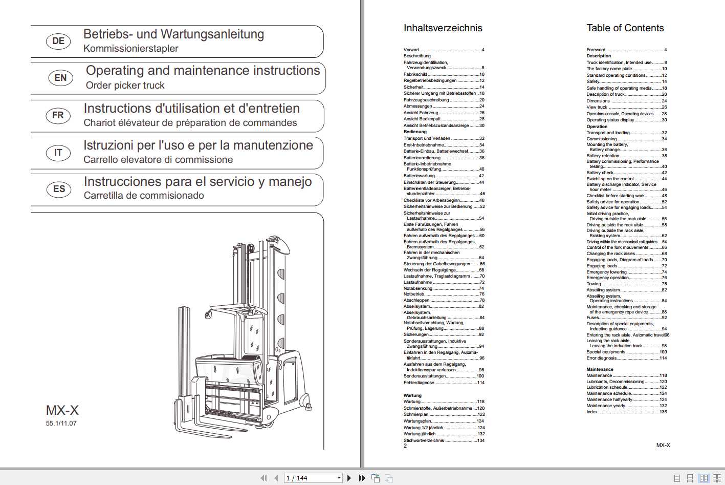 Still Order Picker MX X MX Q Gen 4 Operating Maintenance Instructions 1