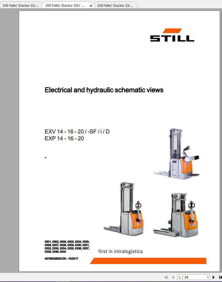 Still Pallet Stacker EXV EXP Electrical Hydraulic Schematic 1